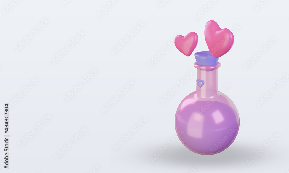 3d Valentine day Love Potion icon rendering right view