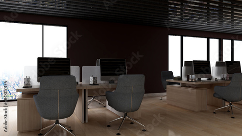 office area with blank wall 3d design interior