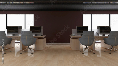 office area with blank wall 3d design interior © Ayyathullah Ahmad