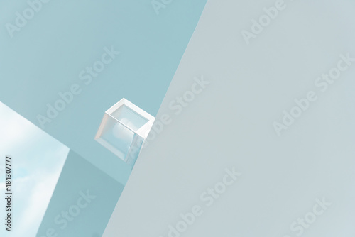 cement abstract modern white  architecture and blue sky background.