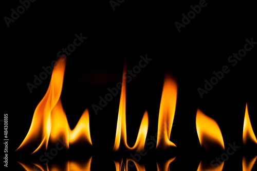 Flame fire movement on a black background.