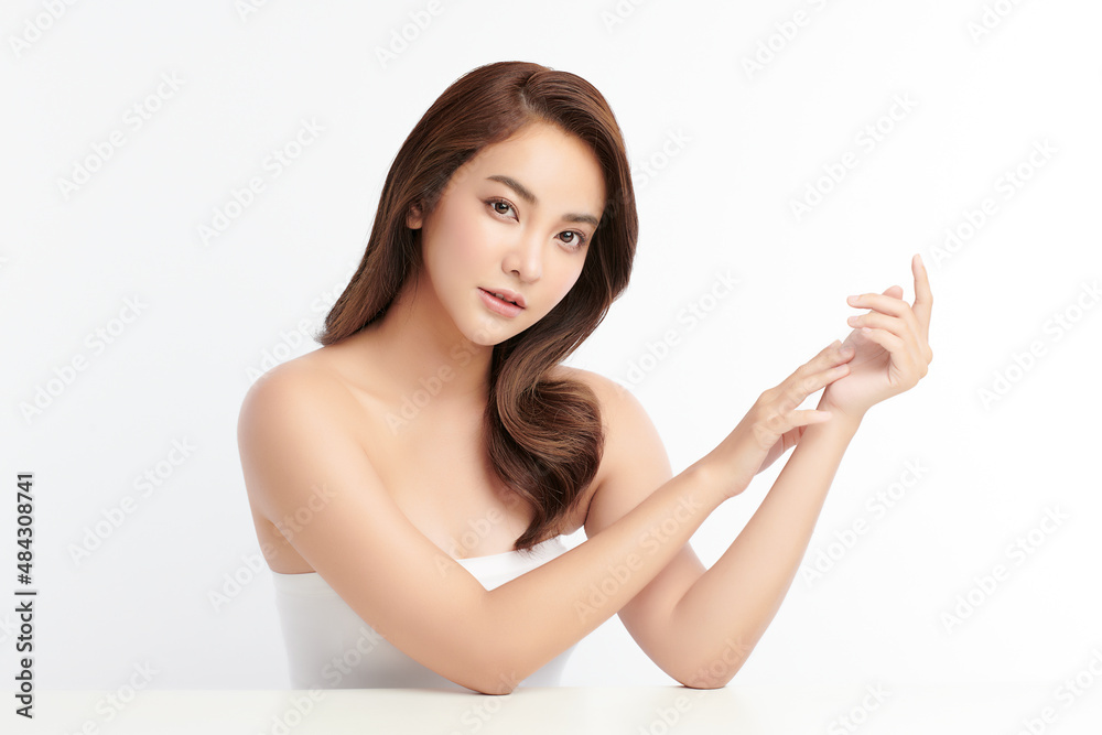 Beautiful young asian woman with clean fresh skin on white background, Face care, Facial treatment, Cosmetology, beauty and spa, Asian women portrait. Beautiful young asian woman with clean fresh skin on white background, Face care, Facial treatment, Cosmetology, beauty and spa, Asian women portrait.