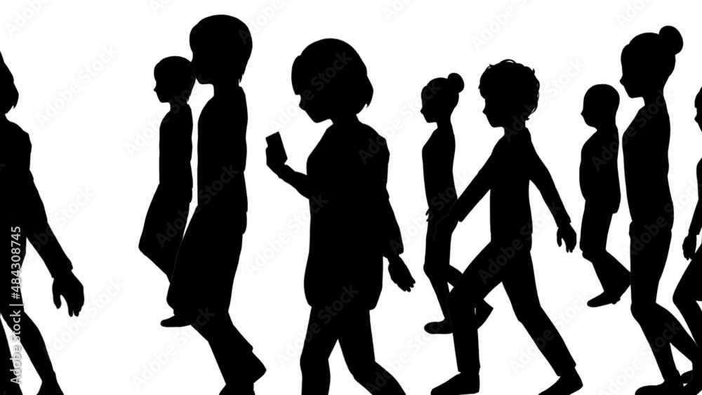 歩く人々のシルエット・ループアニメーション