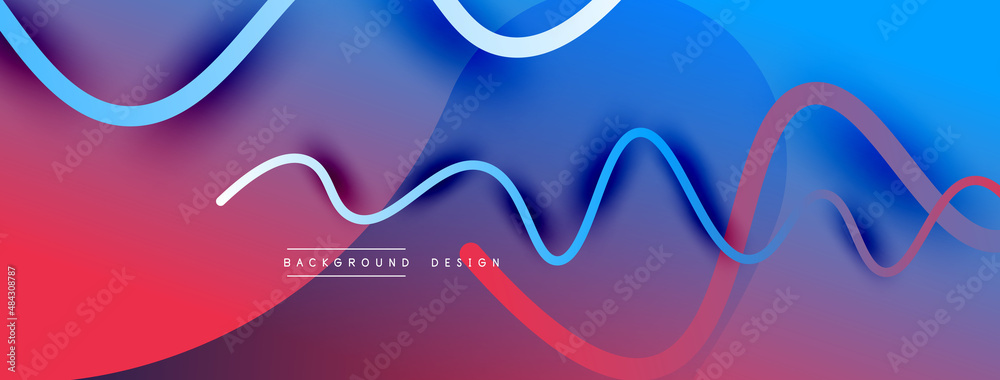 Abstract gradient background with wave line with shadow effect. Geometric composition. 3D shadow effects and fluid gradients Abstract gradient background with wave line with shadow effect. Geometric composition. 3D shadow effects and fluid gradients