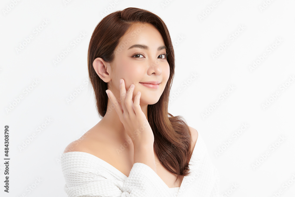 Beautiful young asian woman with clean fresh skin on white background, Face care, Facial treatment, Cosmetology, beauty and spa, Asian women portrait. Beautiful young asian woman with clean fresh skin on white background, Face care, Facial treatment, Cosmetology, beauty and spa, Asian women portrait.