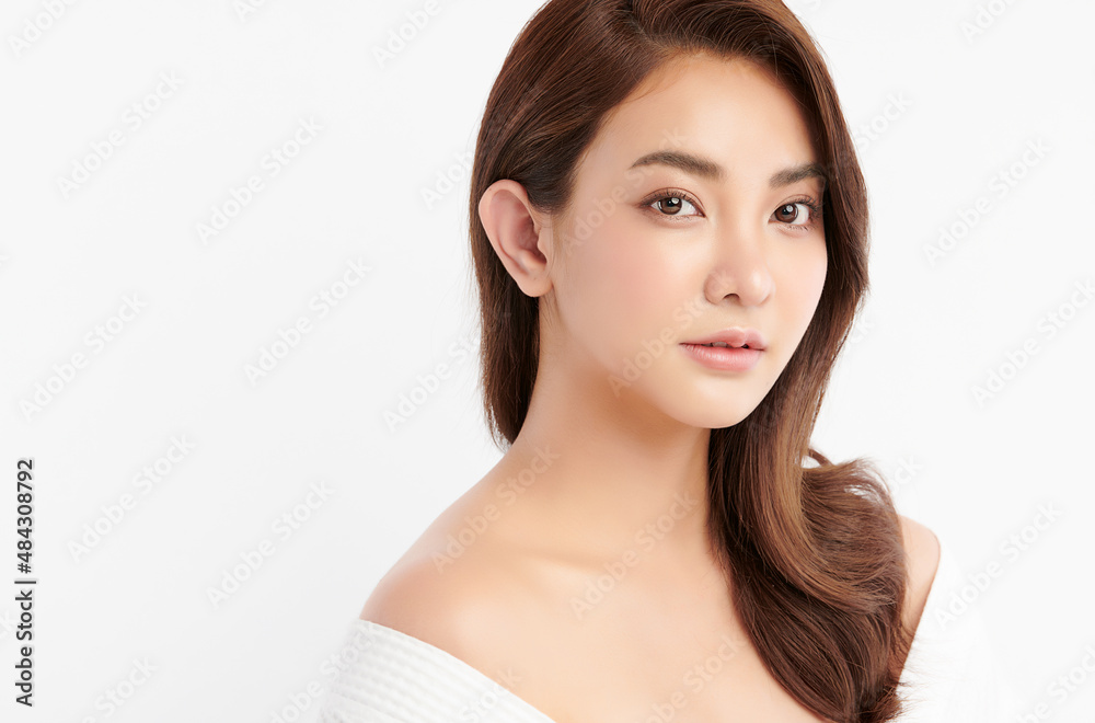 Beautiful young asian woman with clean fresh skin on white background, Face care, Facial treatment, Cosmetology, beauty and spa, Asian women portrait. Beautiful young asian woman with clean fresh skin on white background, Face care, Facial treatment, Cosmetology, beauty and spa, Asian women portrait.