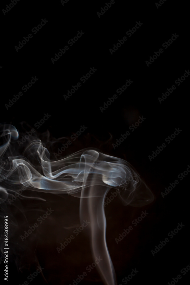 White smoke on black background. White smoke on black background.