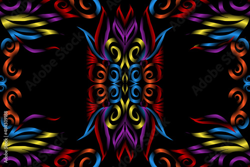 colourful caleidoscope classic gradient flower art pattern of traditional tenun batik ethnic dayak ornament for wallpaper ads background sticker or clothing