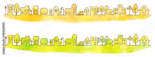 watercolor hand drawn houses