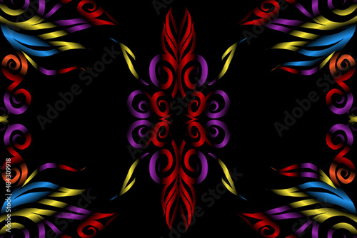 colourful caleidoscope classic gradient flower art pattern of traditional tenun batik ethnic dayak ornament for wallpaper ads background sticker or clothing