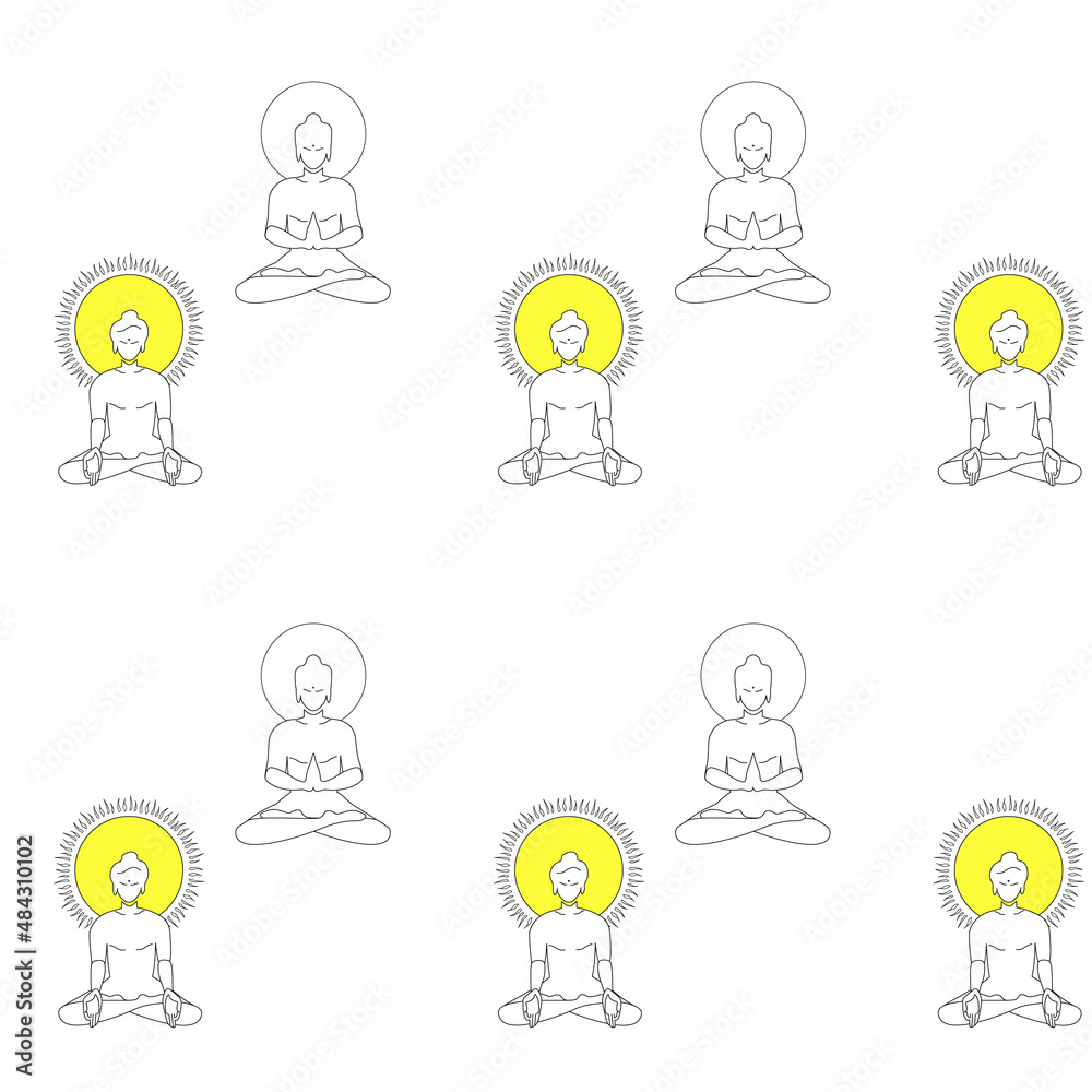Vector pattern of enlightened in the lotus position. Buddha, buddhism ...