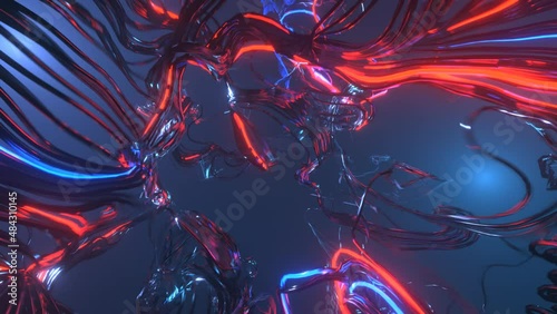 Video Background 2581: Abstract strands of light flicker and shine (Loop).