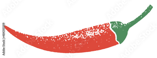 Red hot cayenne pepper illustration with grungy texture
