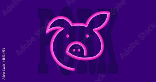animated logo pork on a background of the inscription of the lines colors blend