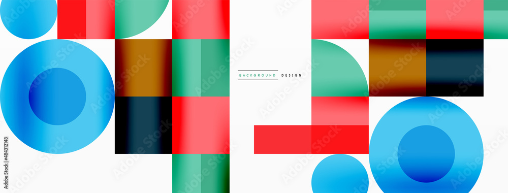 Obraz premium Beautiful abstract background. Circles, triangle shapes, and squares. Minimal geometric template for wallpaper, banner, background or landing