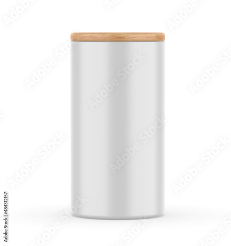 Fototapeta Blank Storage Jars with Bamboo Lid mockup template, 3d render illustration