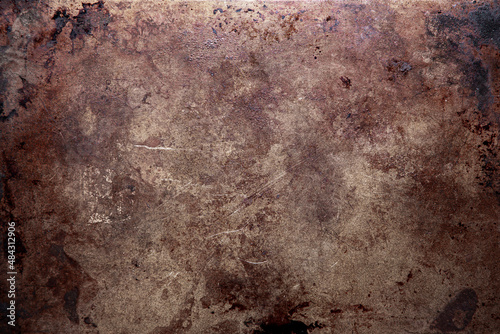An image of a real aluminum metal surface with numerous scratches, grunge, and rust.  photo