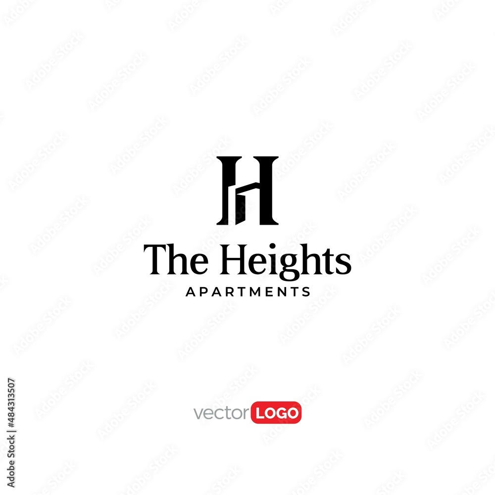 letter h with building logo for apartment 