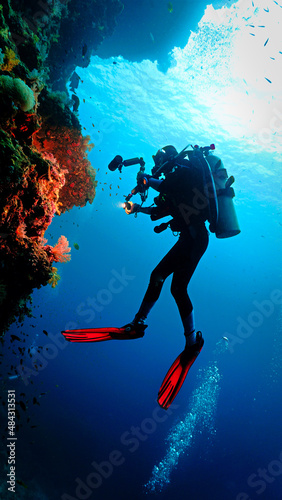 Underwater photographer in action