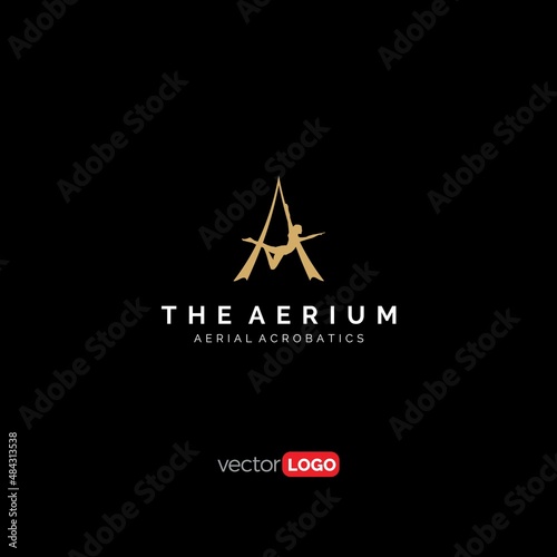 Aerial Acrobatics Letter A Logo – Dynamic Acrobat Silhouette Design for Circus, Performance, and Fitness Brands