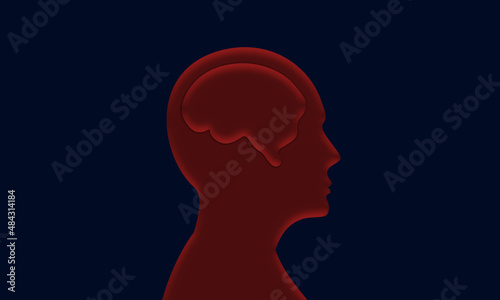 Head silhouette with Brain illustration 