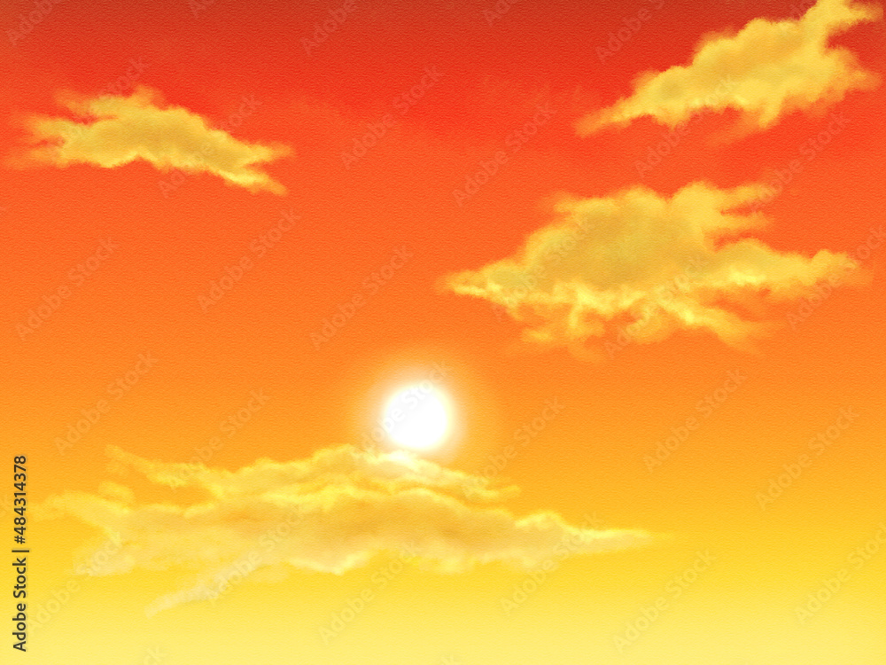 Sunset drawn with digital watercolor