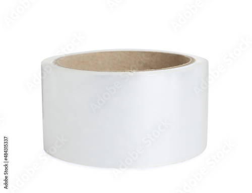 Roll of adhesive tape on white background
