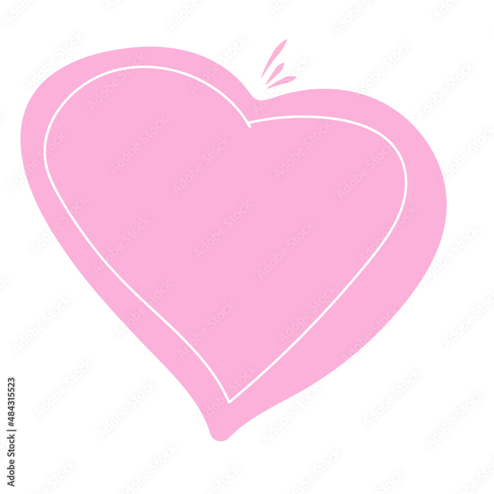 Illustration of pink heart on white bg isolated