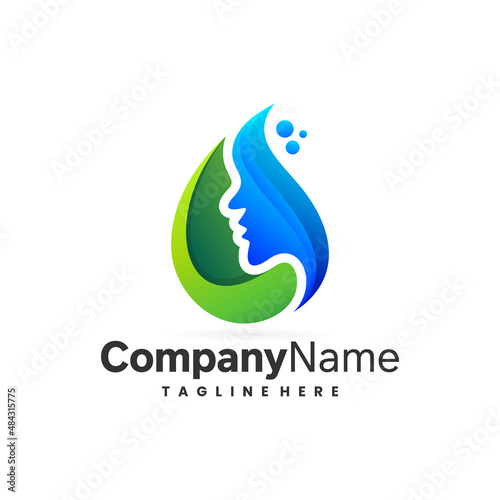 beauty water vector logo icon, water spa logo