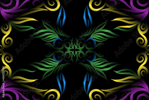 colourful caleidoscope classic gradient flower art pattern of traditional tenun batik ethnic dayak ornament for wallpaper ads background sticker or clothing