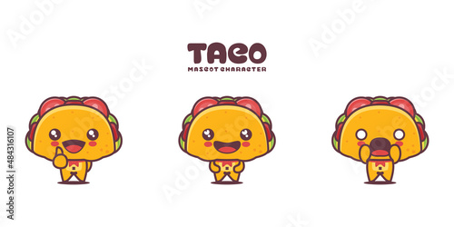 vector taco cartoon mascot, with different expressions