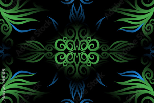 colourful caleidoscope classic gradient flower art pattern of traditional tenun batik ethnic dayak ornament for wallpaper ads background sticker or clothing