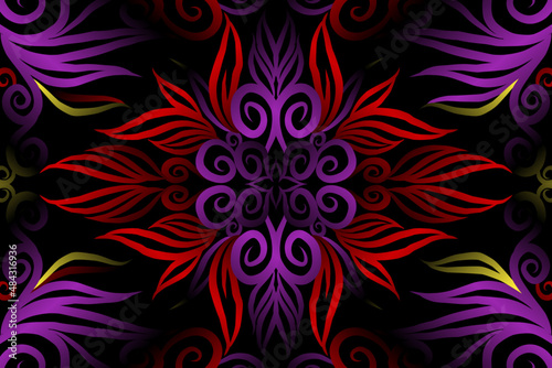 colourful caleidoscope classic gradient flower art pattern of traditional tenun batik ethnic dayak ornament for wallpaper ads background sticker or clothing