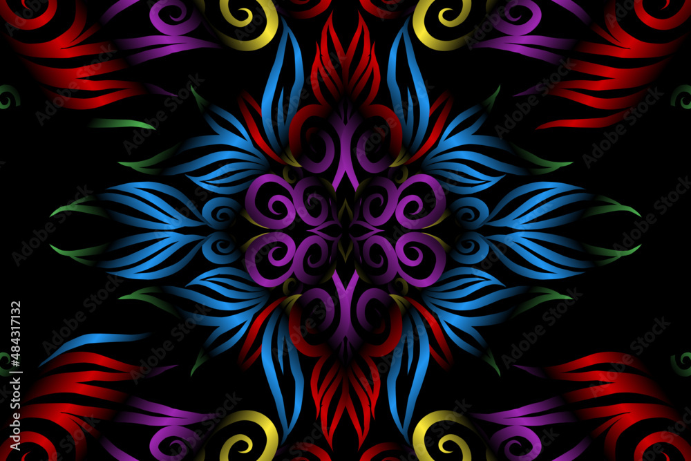 colourful caleidoscope classic gradient flower art pattern of traditional tenun batik ethnic dayak ornament for wallpaper ads background sticker or clothing colourful caleidoscope classic gradient flower art pattern of traditional tenun batik ethnic dayak ornament for wallpaper ads background sticker or clothing