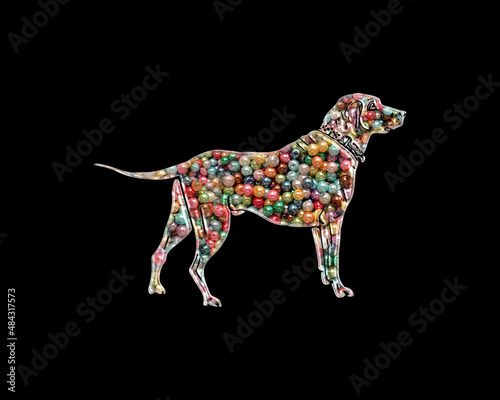 Dog Pet Animal Beads Icon Logo Handmade Embroidery illustration