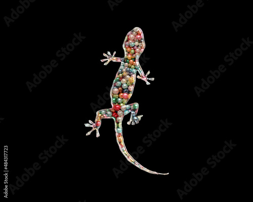 Lizard Gecko reptile Beads Icon Logo Handmade Embroidery illustration
