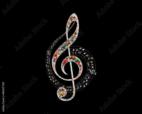 Musician Clef Musical Beads Icon Logo Handmade Embroidery illustration