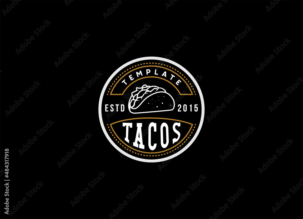 Old style and vintage tacos logo. Mexico Tacos Logo Design Template