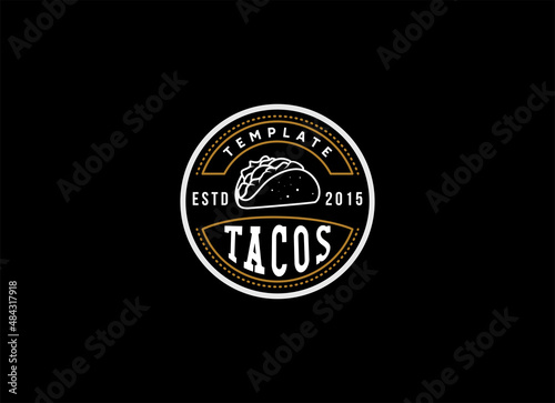 Old style and vintage tacos logo. Mexico Tacos Logo Design Template. 