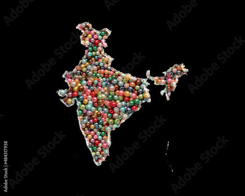 Indian Map India Beads Icon Logo Handmade Embroidery illustration