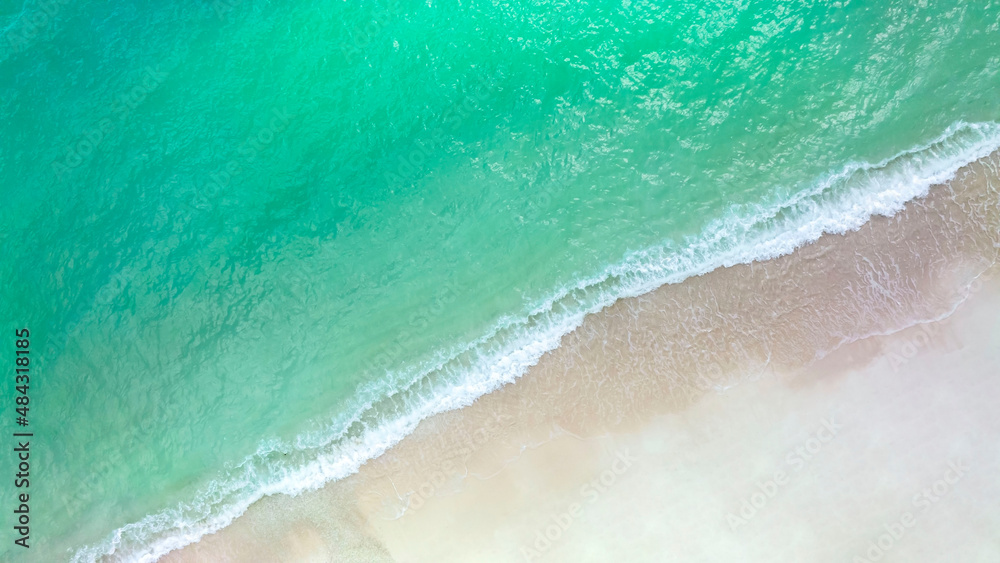 Aerial view of the tropical wave water seashore sand beach beackground-Summer pattern image