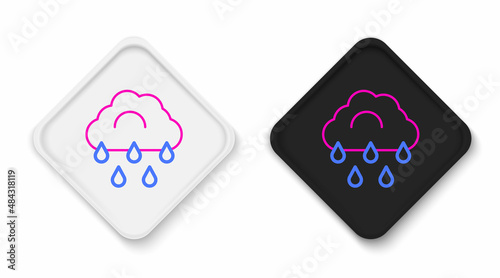 Line Cloud with rain icon isolated on white background. Rain cloud precipitation with rain drops. Colorful outline concept. Vector
