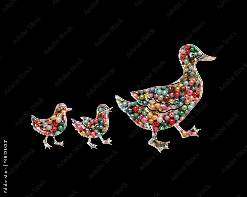Fototapeta premium ducks birds Beads Icon Logo Handmade Embroidery illustration