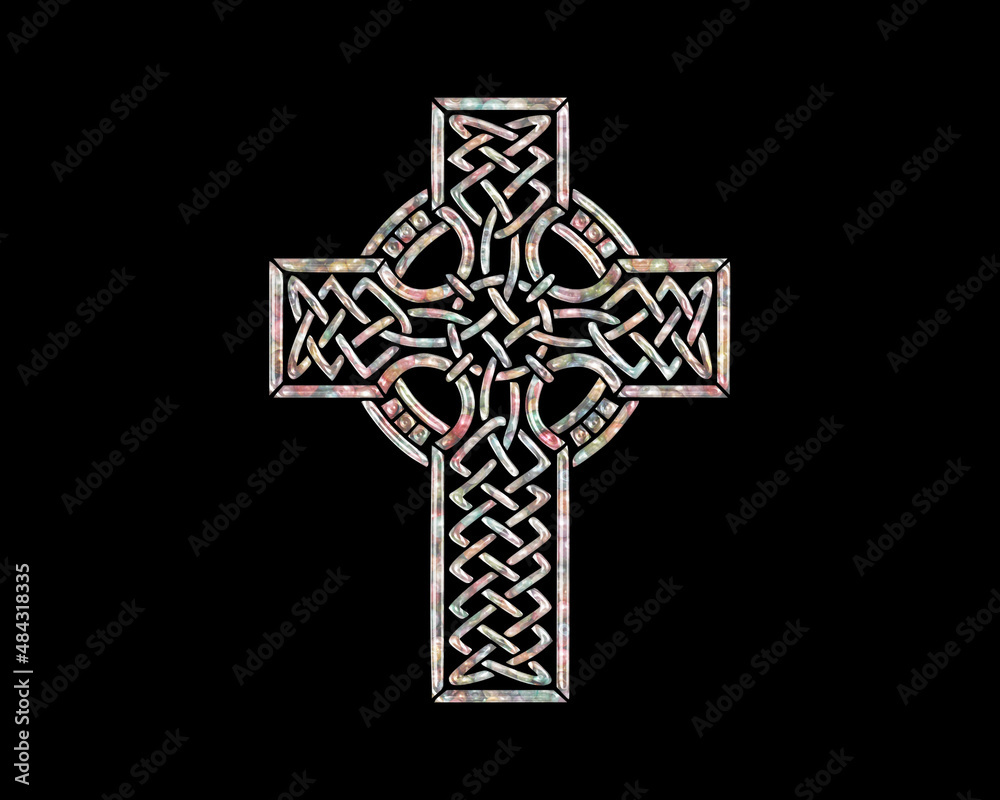 Christian Church Cross Beads Icon Logo Handmade Embroidery illustration