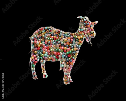 Fototapeta Naklejka Na Ścianę i Meble -  Goat Animal Beads Icon Logo Handmade Embroidery illustration