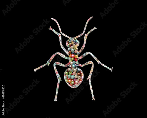 Ant insect Beads Icon Logo Handmade Embroidery illustration © SunFrot