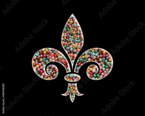 Fleur de lis, Christianity Beads Icon Logo Handmade Embroidery illustration © SunFrot