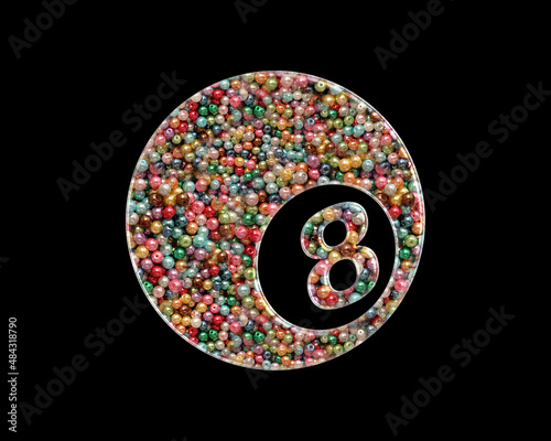 Billiard Pool Sports Beads Icon Logo Handmade Embroidery illustration