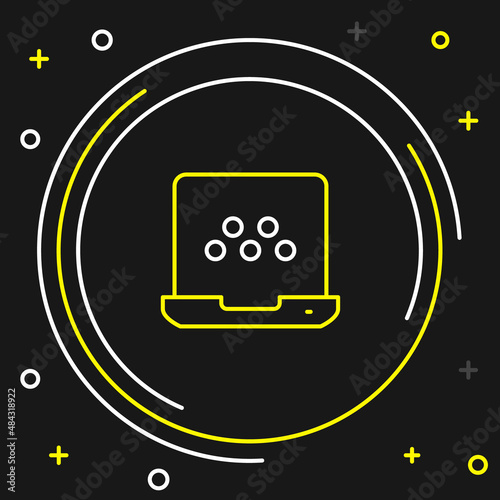 Line Taxi mobile app icon isolated on black background. Mobile application taxi. Colorful outline concept. Vector