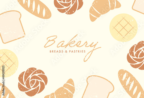 vector background with a set of breads and pastries for banners, cards, flyers, social media wallpapers, etc.